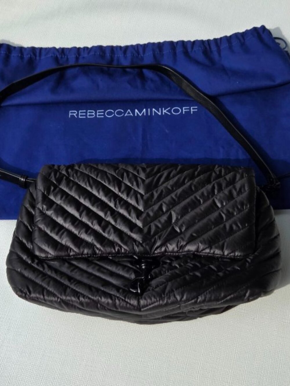Rebecca Minkoff Black Edie Jumbo Quilted Nylon Puffer Bag w/adjustable strap NWT